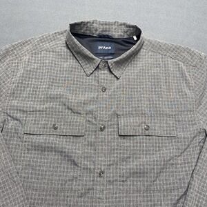 prAna Shirt Mens Large Gray Long Sleeve Button Front Stretch Mesh Lined Pockets